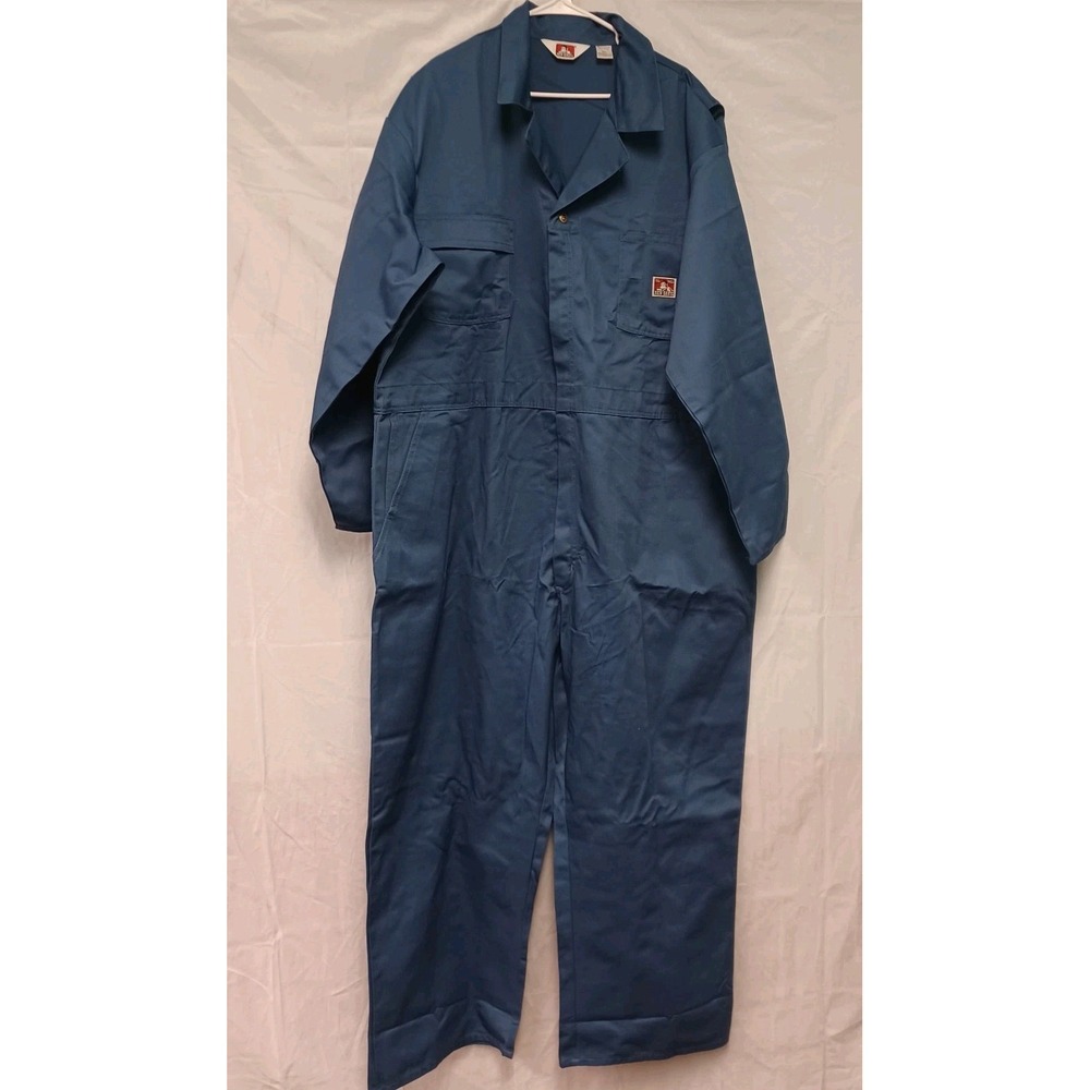 Ben Davis Men Coveralls 3xl Blue Workwear Logo Pockets Collar READ Description